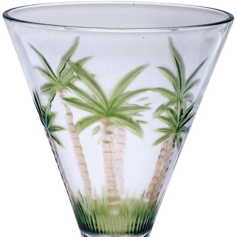 Set of Four Palm Tree Acrylic Stemmed All Purpose Wine Glasses