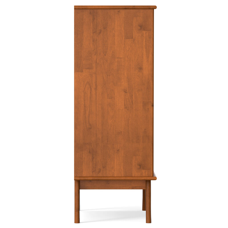 Draper SOLID HARDWOOD Mid Century Modern 32 inch Wide Bar Cabinet in Teak Brown