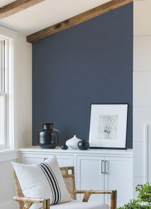 Moroccan Blue Sisal Texture Wallpaper (Set of 2)