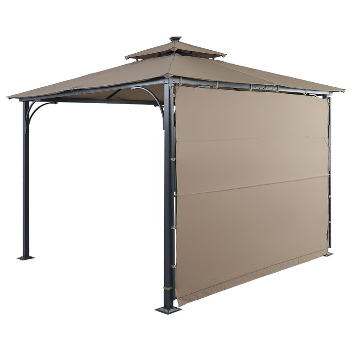 9.8ft Gazebo with Extended Side Shed/Awning and LED Light - Ideal for Backyard, Poolside, and Deck