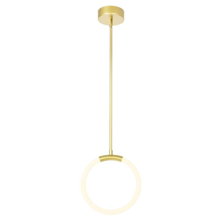 CWI Lighting Hoops 1 Light LED Pendant With Satin Gold Finish