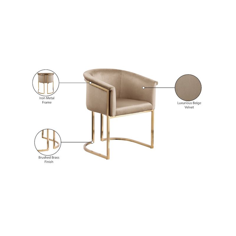 Meridian Furniture Tierra Beige Velvet Dining Chair