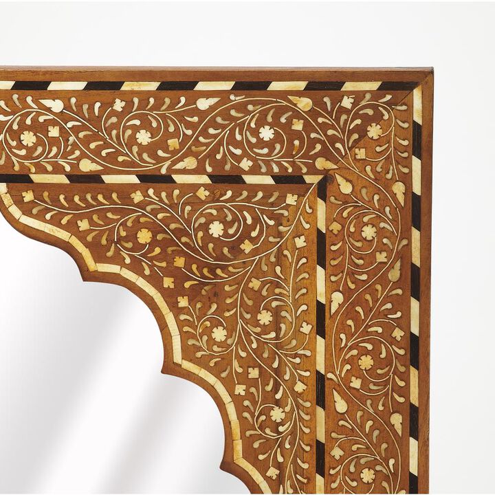 Butler Specialty Chevrier Wood & Bone Inlay Wall Mirrored, Medium Brown