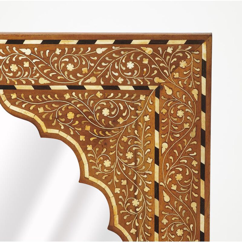 Butler Specialty Chevrier Wood & Bone Inlay Wall Mirrored, Medium Brown image number 1