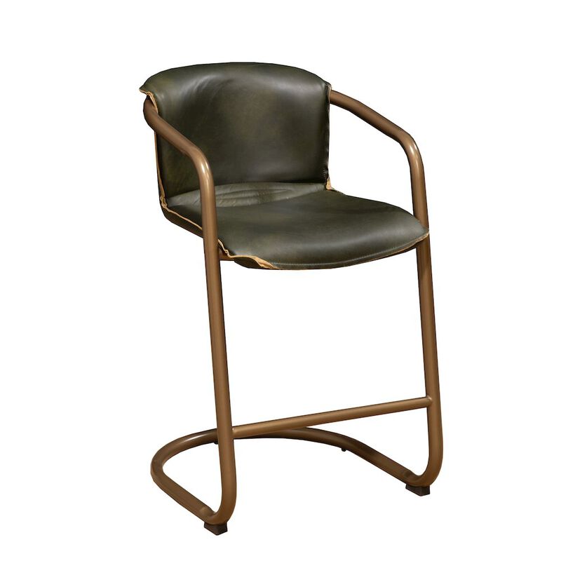 World Interiors Chiavari Leather Bar Chair in Emerald Green