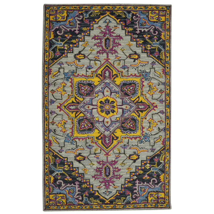 HomeRoots Wool Medallion Hand Tufted Area Rug