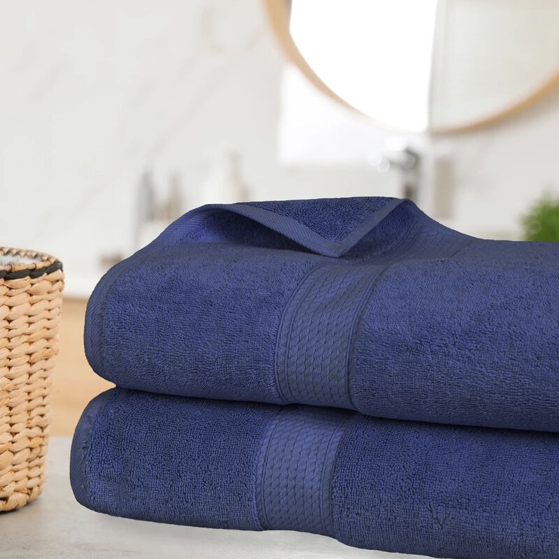 Egyptian Cotton Plush Bath Sheet Set of 2, Soft Absorbent Towels image number 1