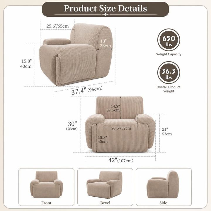 GOODSILO 42 Inch Wide Upholstered Comfy Deep Seat Accent Armchair, Modern Single Reading Lounge Chair for Living Room Bedroom Apartment Dorms