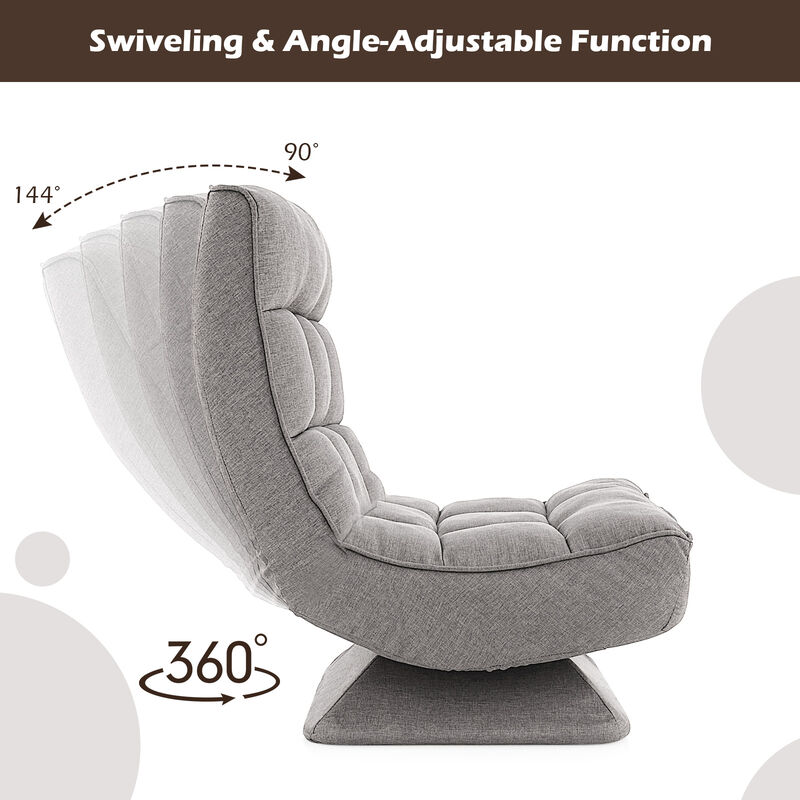5-Level Adjustable 360&deg; Swivel Floor Chair with Massage Pillow