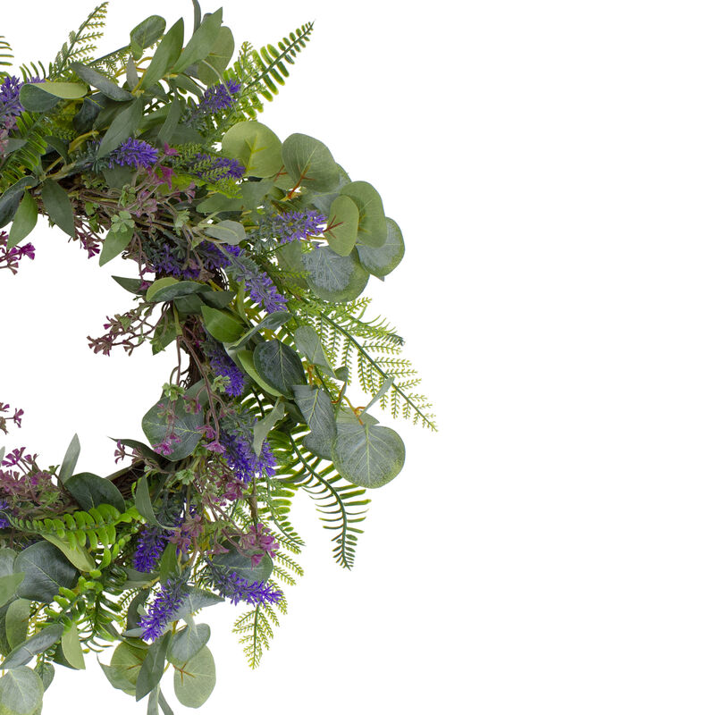 Lavender and Mixed Foliage Artificial Floral Spring Wreath  Purple and Green - 22-Inch