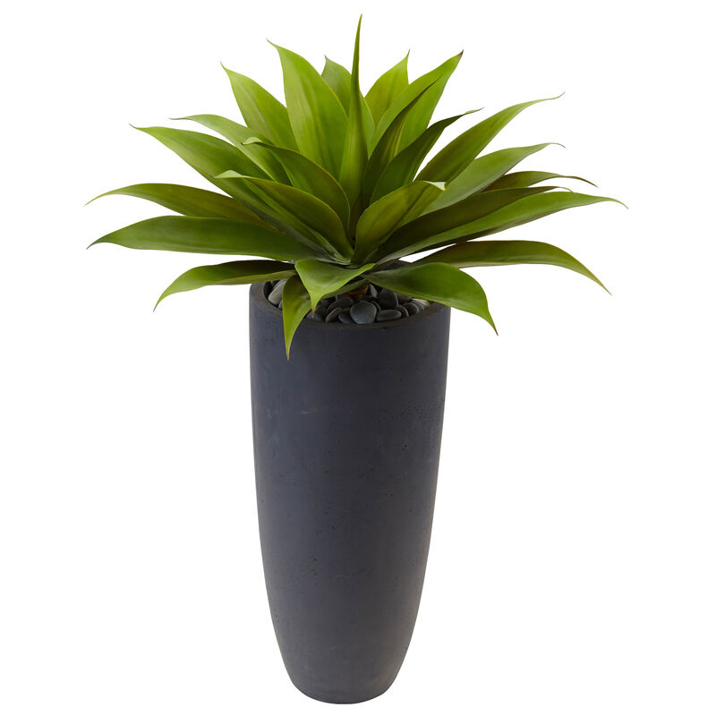 Hivvago Agave in Gray Cylinder Planter