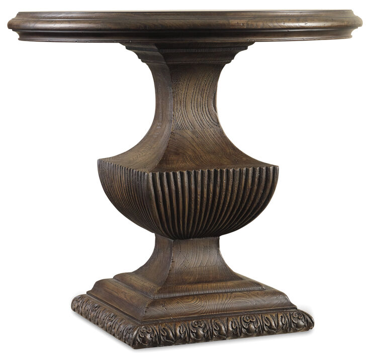 Rhapsody Urn Pedestal Nightstand in Medium Wood