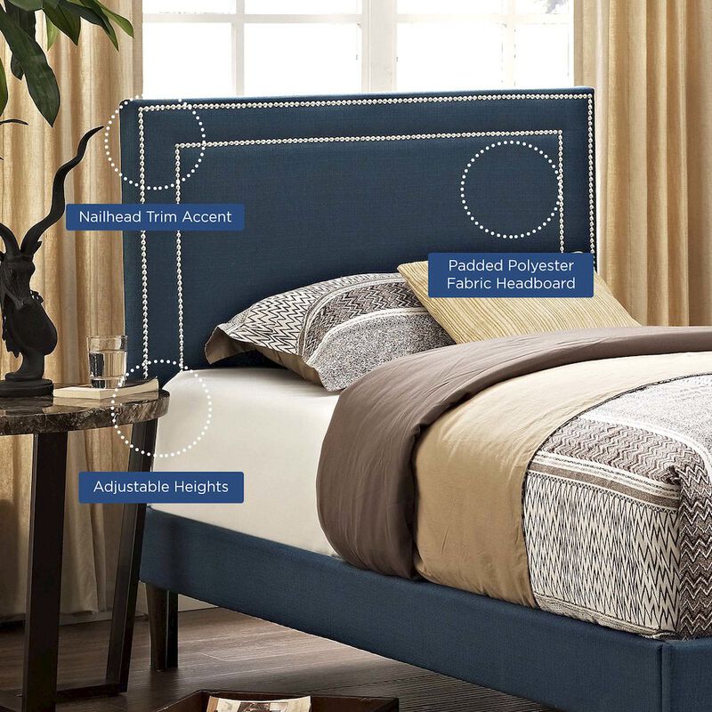 Modway Jessamine Upholstered Fabric Twin Headboard Size with Nailhead Trim in Azure, image number 4