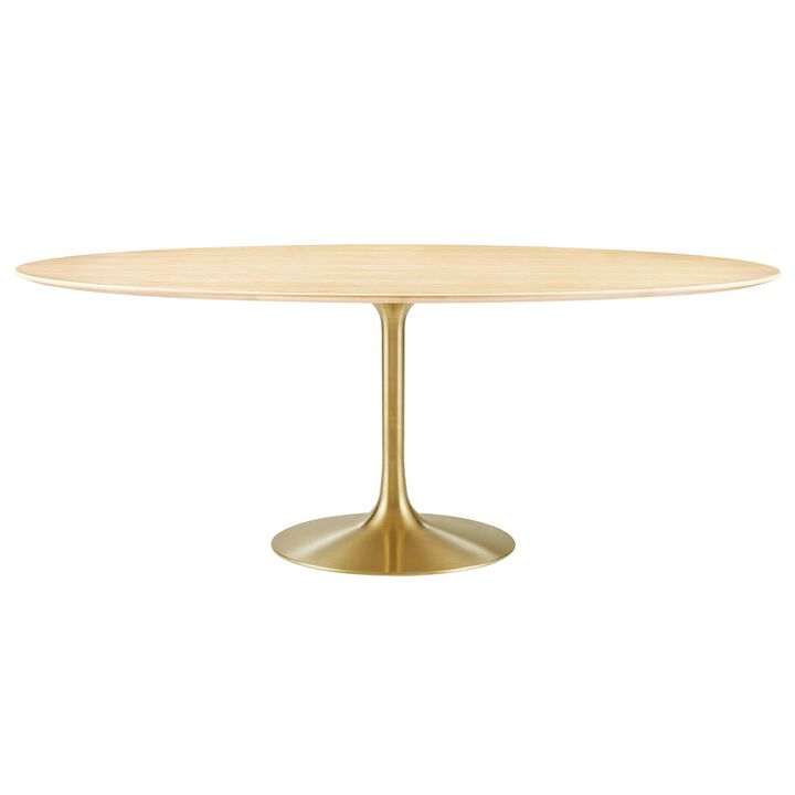 Modway - Lippa 78" Oval Wood Grain Dining Table Gold Natural