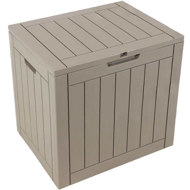 Sunnydaze 32 gal Faux Wood Plastic Outdoor Storage Box