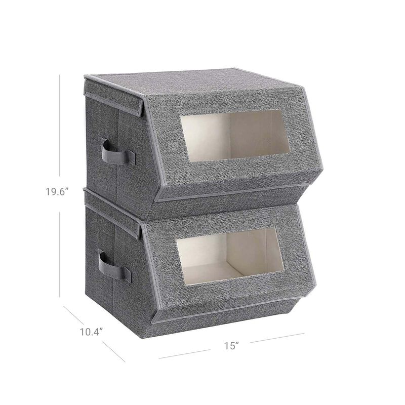 Set of 2 Stackable Plastic Storage Bins with Open Front – Ideal for Pantry, Bathroom, or Office Shelving