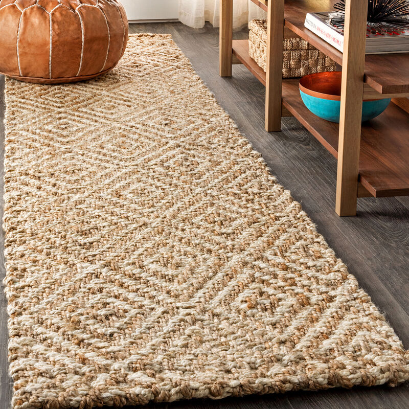 Hira Hand Woven Diamond Chunky Jute Area Rug