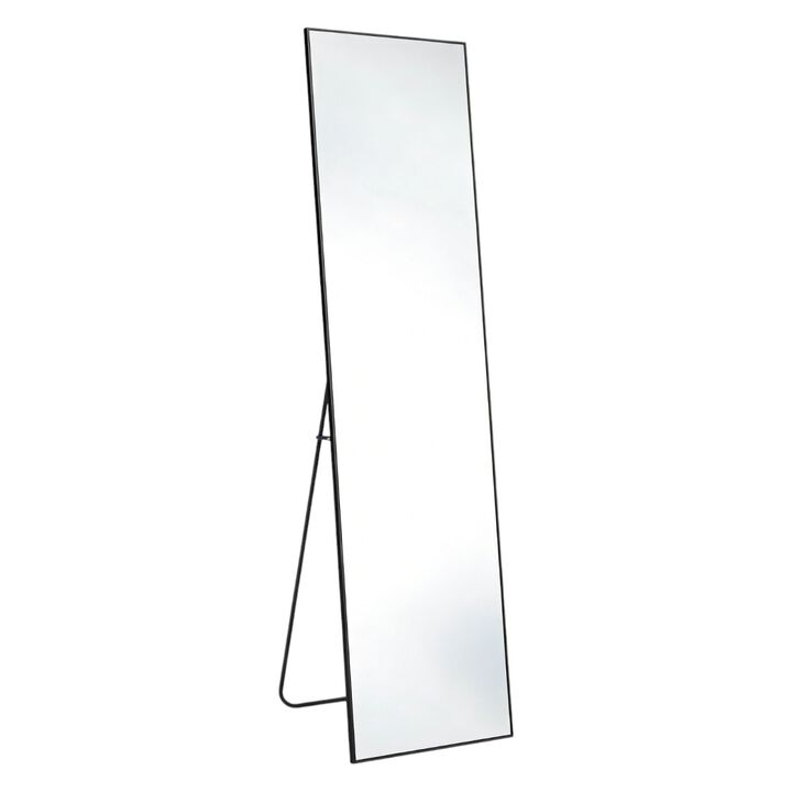 HomeRoots 56" Black Aluminum Freestanding And Wall Mounted Framed Full Length Mirror
