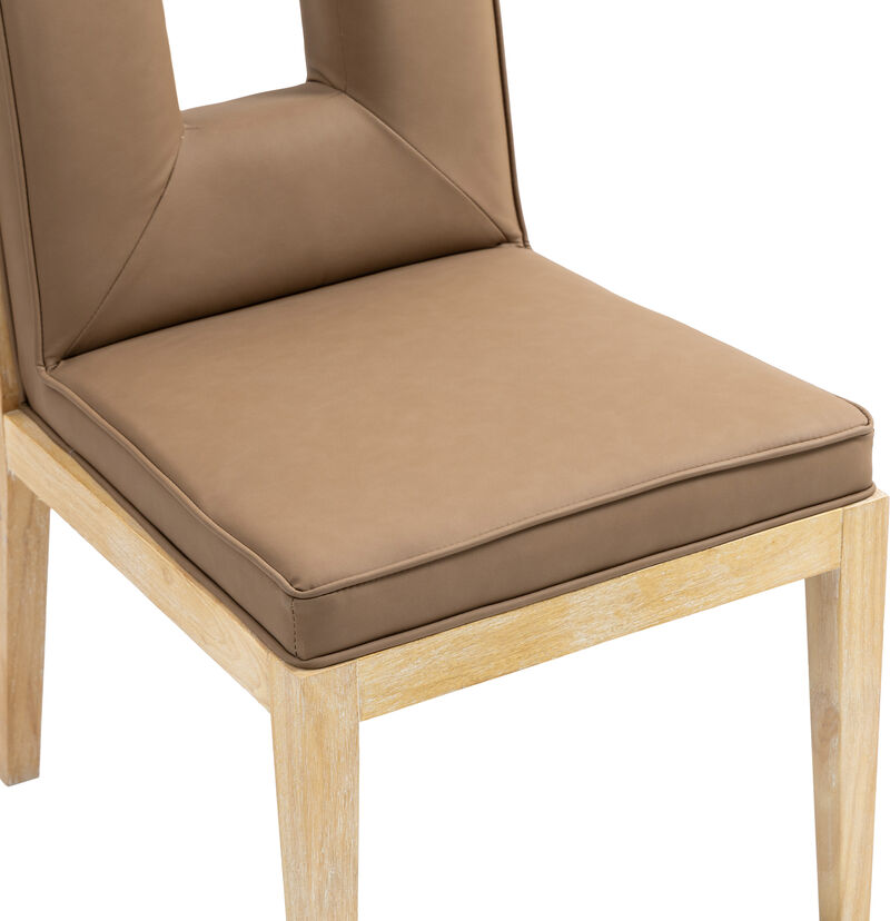 Meridian Furniture Gwendolyn Brown Vegan Leather Dining Side Chair, Set of 2