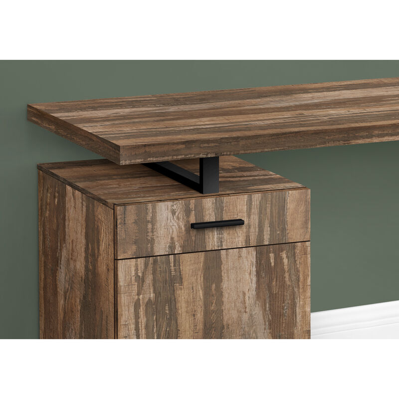 Monarch Specialties I 7765 Computer Desk, Home Office, Laptop, Left, Right Set-up, Storage Drawers, 48"L, Work, Metal, Laminate, Brown, Black, Contemporary, Modern