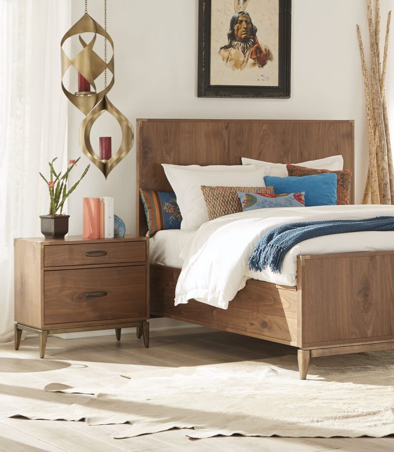 Adler Two Drawer Nightstand in Natural Walnut