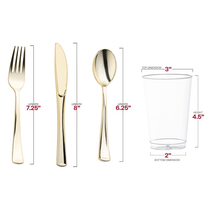 Gold Plastic Cutlery and Cup Set (120 Sets) image number 2