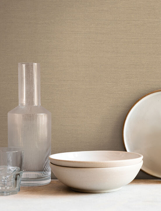 Shimmering Linen Caramel Wallpaper