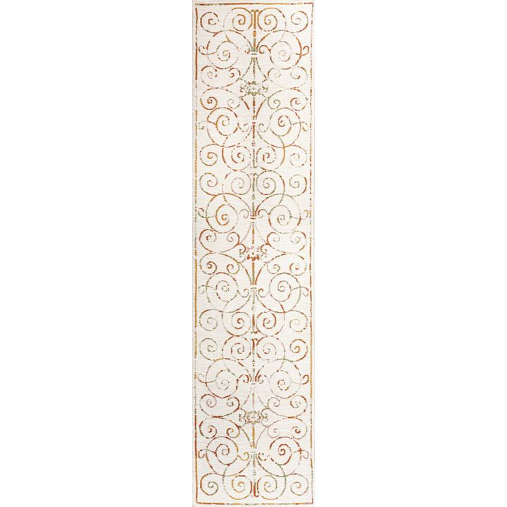 Danae Classic Cottage Filigree Scroll Reversible Machine-Washable Indoor/Outdoor Area Rug