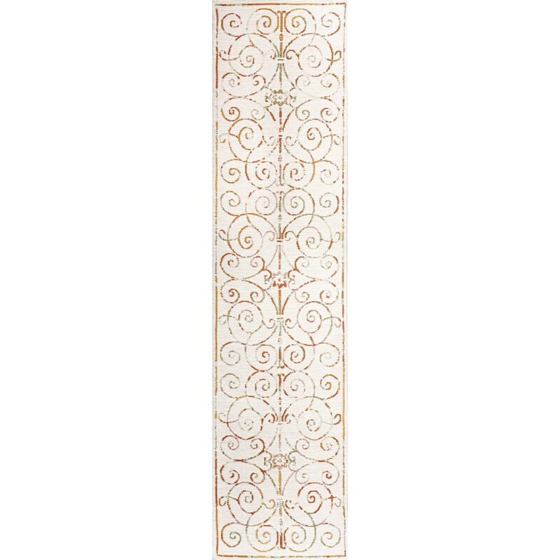 Danae Classic Cottage Filigree Scroll Reversible Machine-Washable Indoor/Outdoor Area Rug
