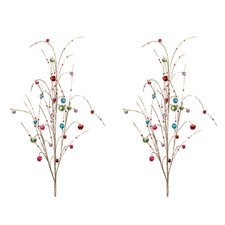 Jingle Bell Spray Set of 2 – Iron Holiday Decor for Christmas Home, Table, and Mantel
