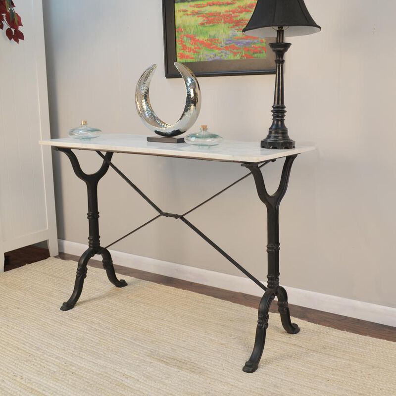 Carolina Living Vera Marble Top Console Table - White/Black