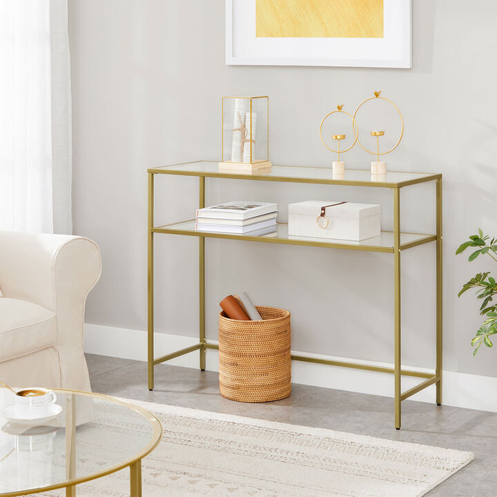 Elegant Modern Console Table with Tempered Glass - Versatile for Entryways
