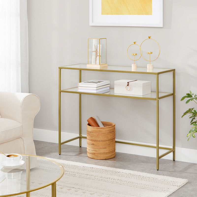 Elegant Modern Console Table with Tempered Glass - Versatile for Entryways