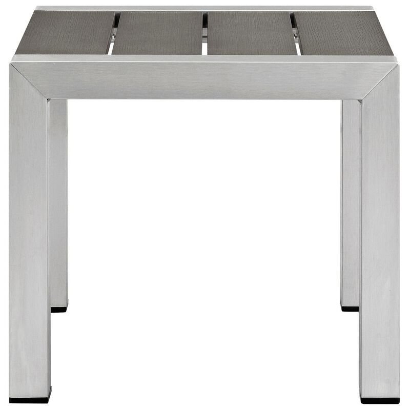 Silver Gray Shore Outdoor Patio Aluminum Side Table-Benzara image number 2