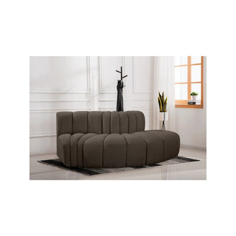 Meridian Furniture Arc Brown Boucle Fabric Modular Sofa