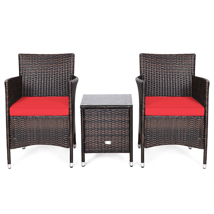 3 Pcs Outdoor Rattan Wicker Furniture Set