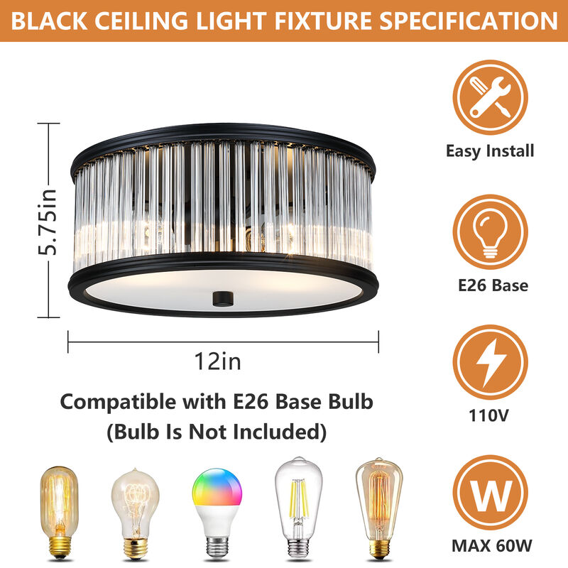 Modern 2-Light Flush Mount Ceiling Light with Clear Glass image number 2