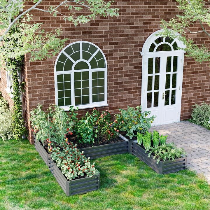 Hivvago Steel Raised Planters for Herbs, Vegetables, and Flowers