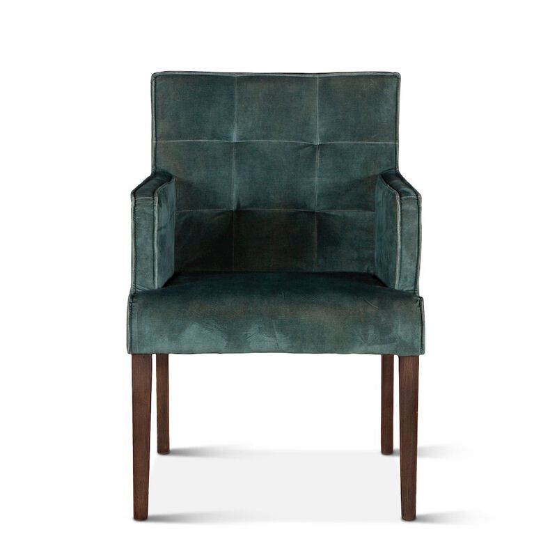 World Interiors Aven Armchair in Green Velvet with Dark Legs