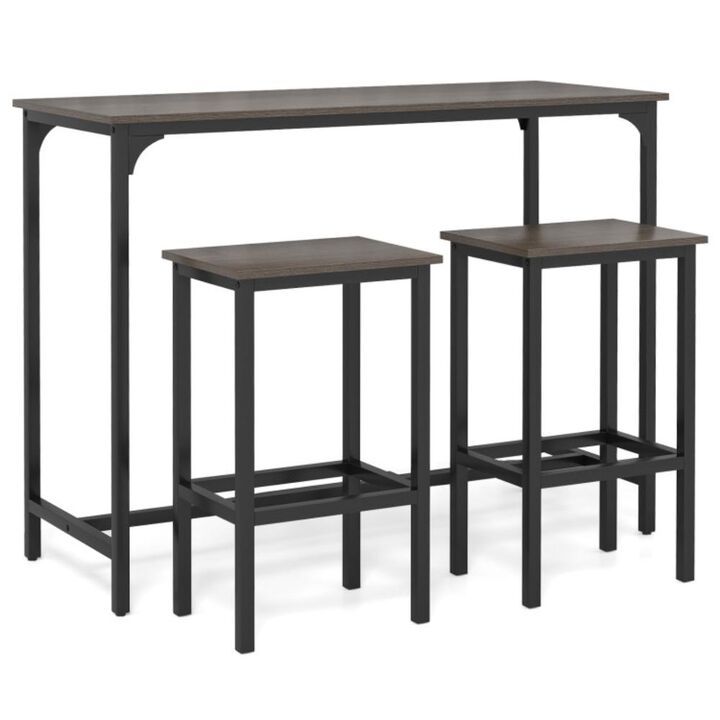 Hivvago Industrial 3-Piece 47.5" Counter-Height Dining Table and 2 Bar Stools