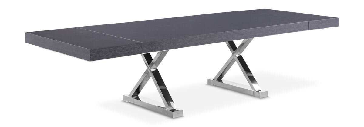 Meridian Furniture Excel Grey Oak Veneer Lacquer Extendable Dining Table