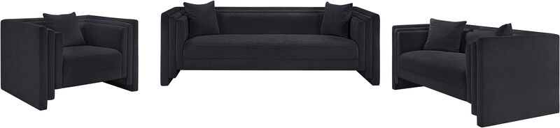Meridian Furniture Everett Black Chenille Fabric Loveseat