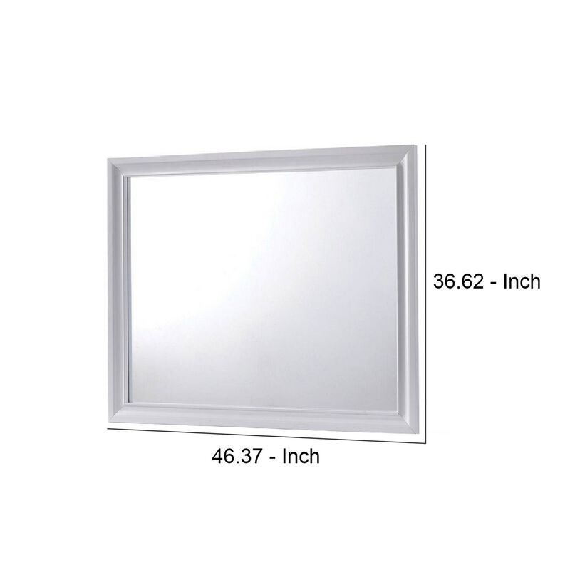Wall Mirror with Molded Wooden Frame, White