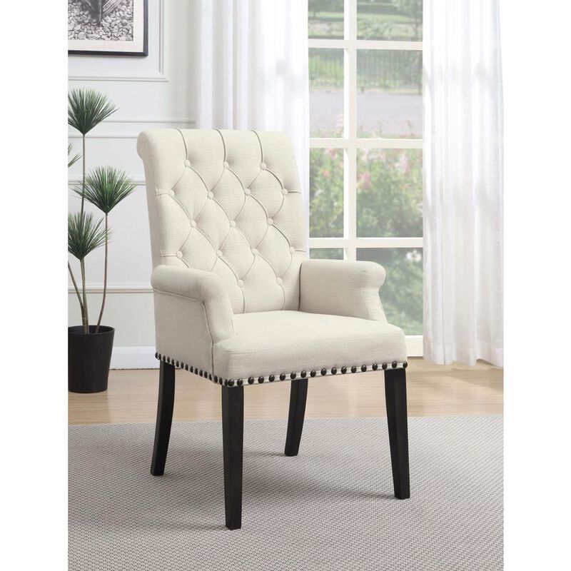 Coaster Alana Upholstered Arm Chair Beige and Smokey Black