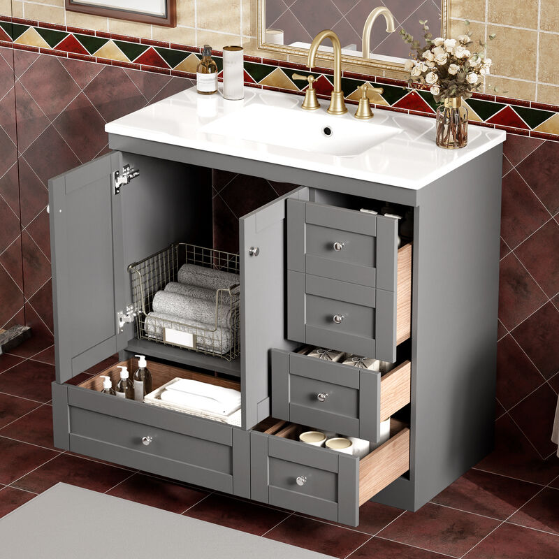 Merax 36" Modern Bathroom Vanity with Ceramic Sink 36