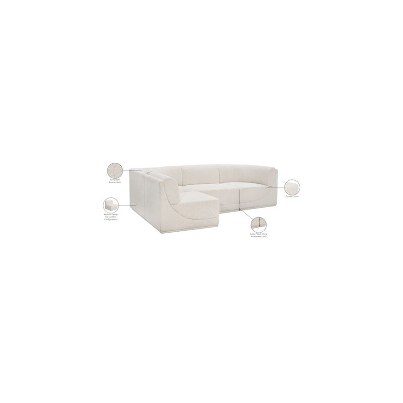 Meridian Furniture Ollie Cream Boucle Fabric Modular Sectional