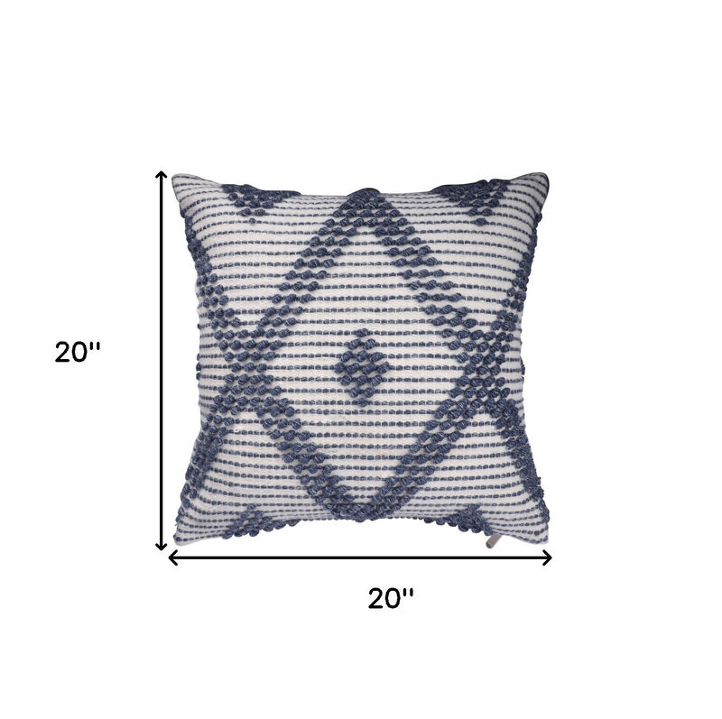 HomeRoots 20" Blue Geometric Throw Pillow image number 5