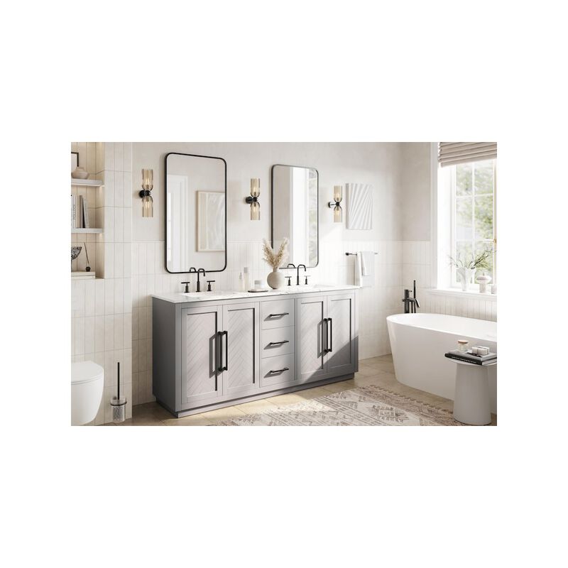 Elegant Kitchen and Bath 72 inch Double Bathroom Vanity in Grey