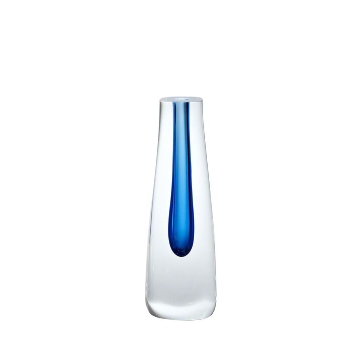 Square Cut Glass Blue Vase