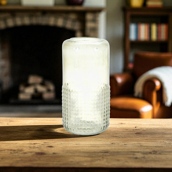 Textured Glass Candle Holder Vase for Tabletop Centerpieces or Shelf Decor